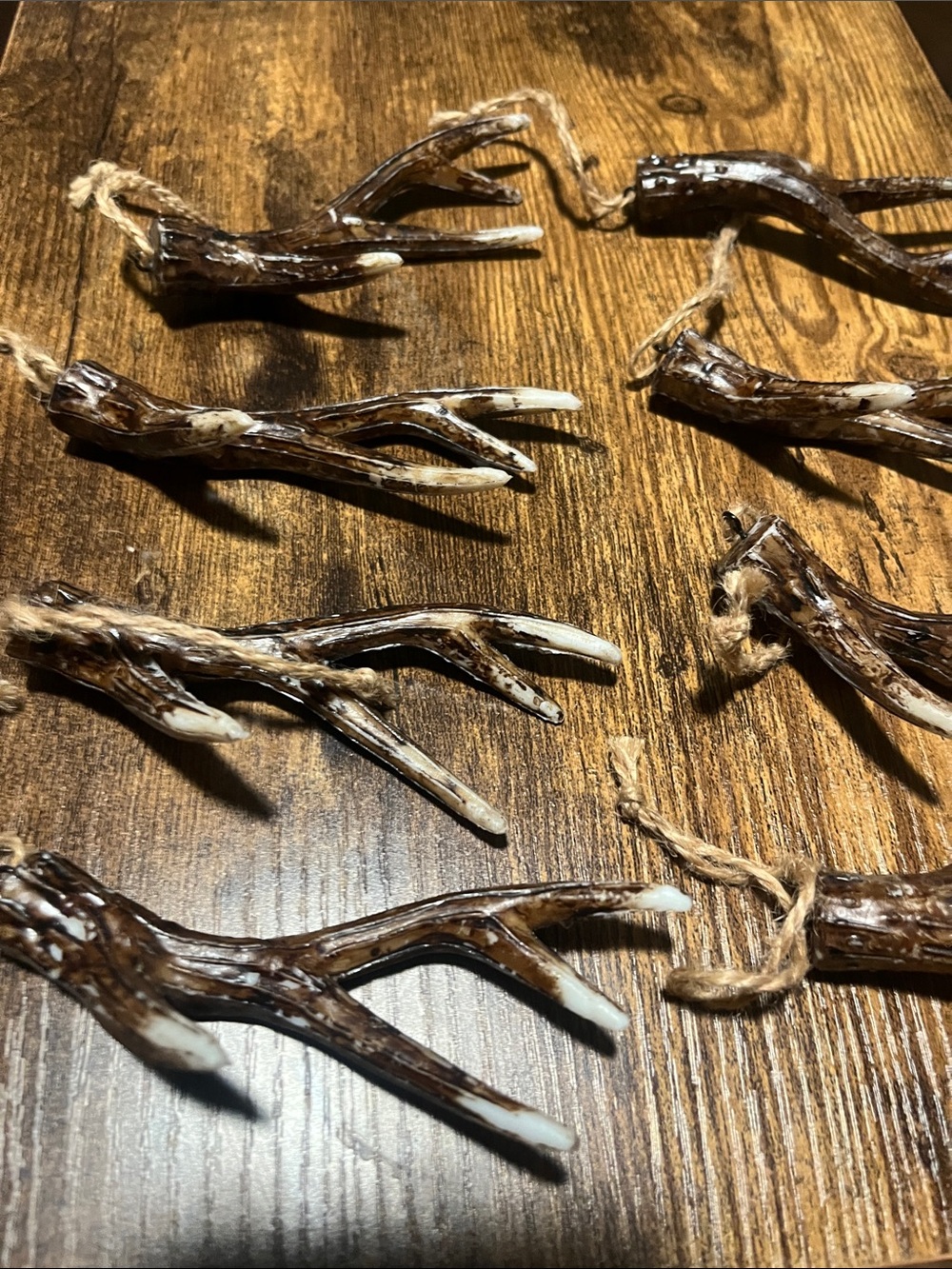 Rustic Replica Deer Antlers  Hanging Ornaments - Set of 8